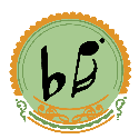 The speakeasy logo, a black B and P in the style of music notes on a light green background, surrounded by gold filigree